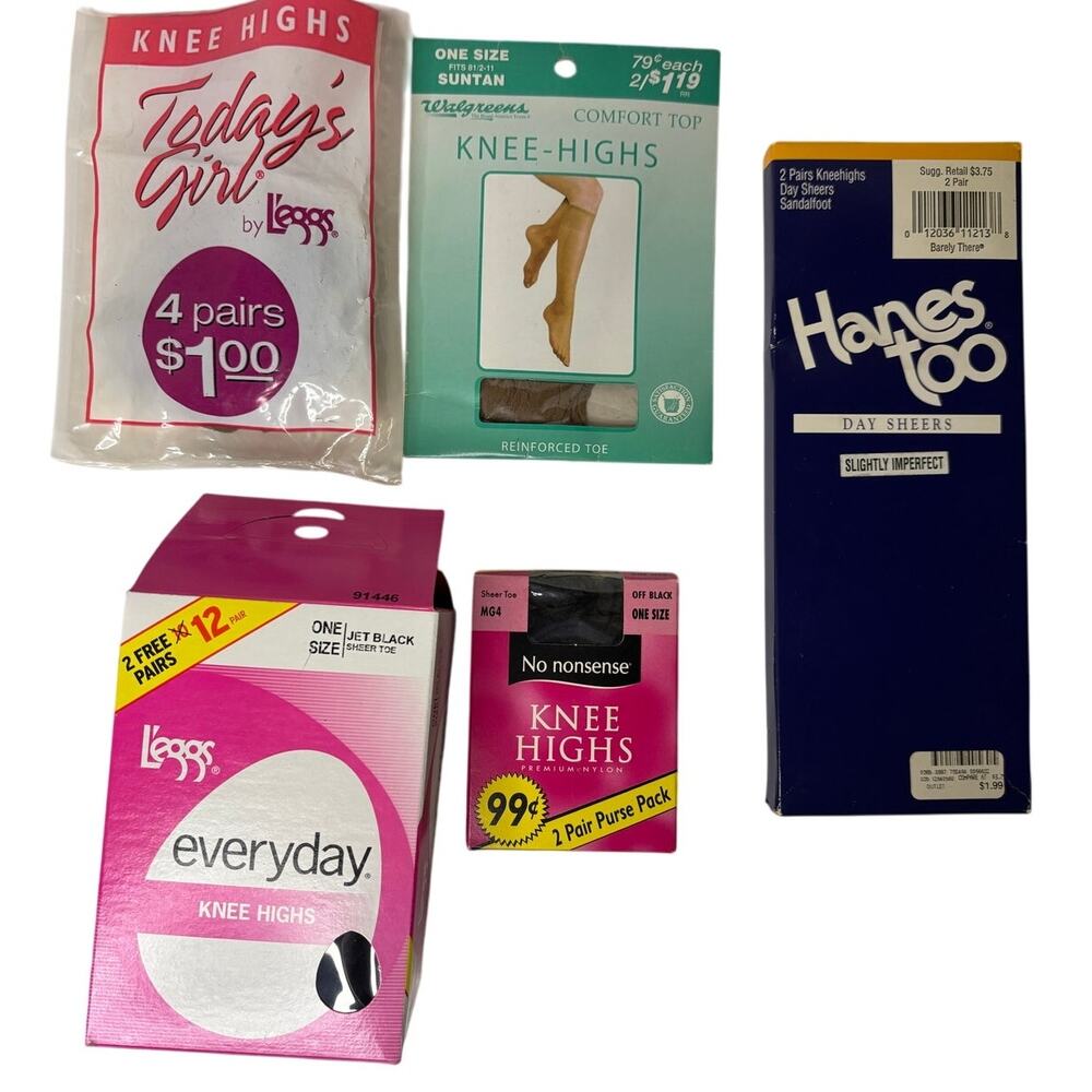 13 Pairs NEW Open Box Knee Highs Pantyhose Hanes L'eggs ONE SIZE Fits 8 1/2-11